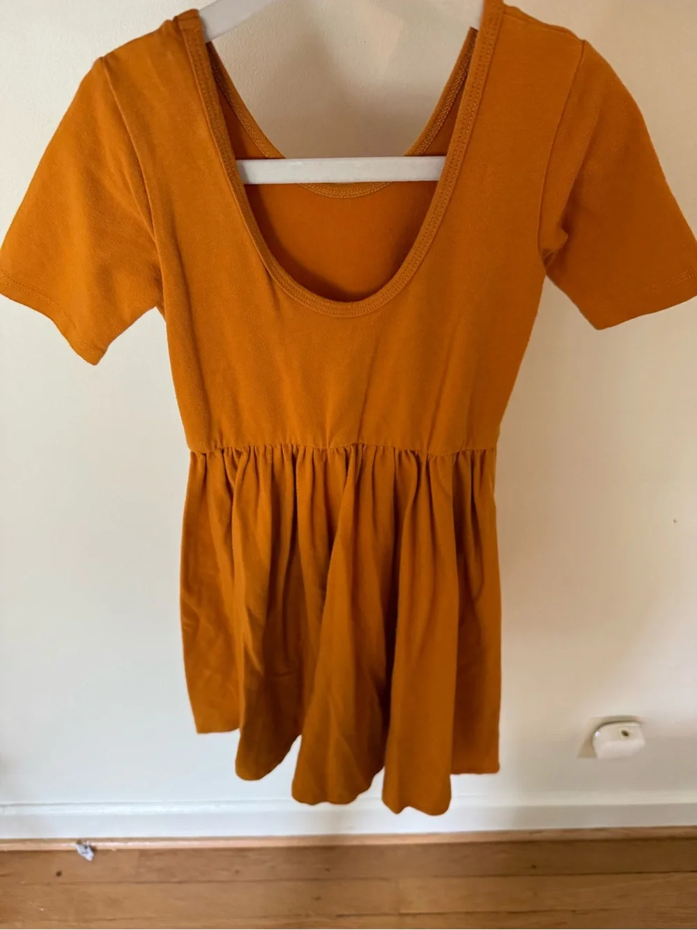 Girls' Casual Rust Orange Short Sleeve Dress